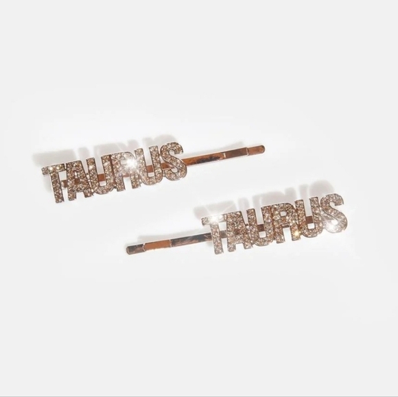 Cielo Taurus Hair Pins | Rare NWT Zodiac Rhinestone Set of 2 Silver - Picture 3 of 7